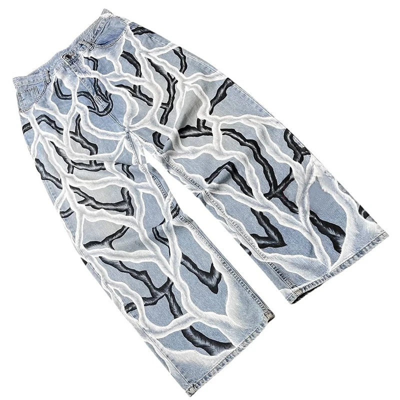 Custom Male Casual Straight Jeans Digital Printing Mid Waist Light Wash Spring Knitted Denim Jeans for Men