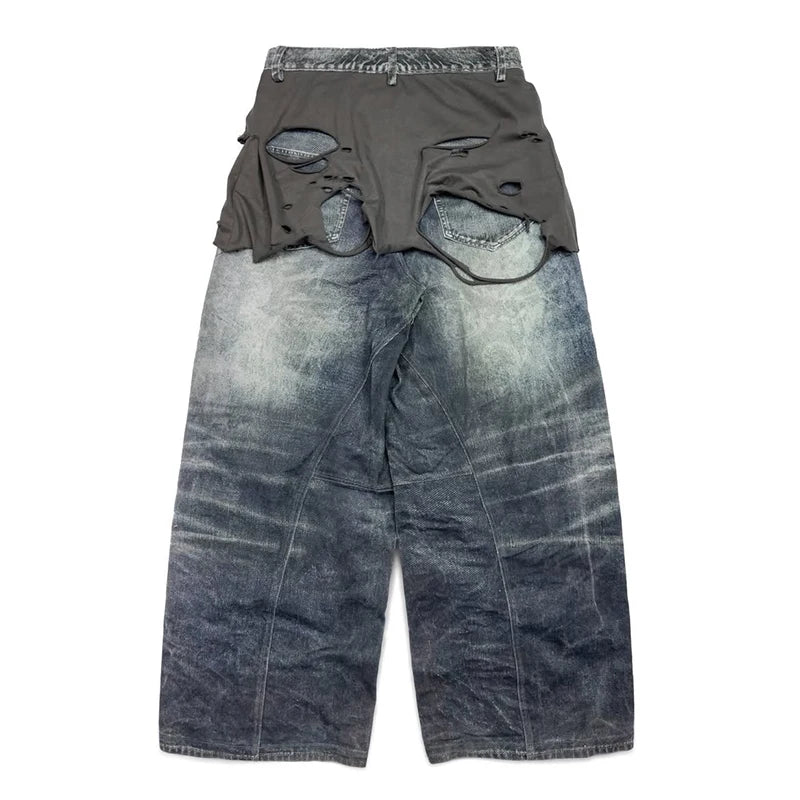 Custom Men's Casual Denim Straight Leg Jeans Light Wash Mid Waist Knitted Washable Heavyweight Spring Streetwear