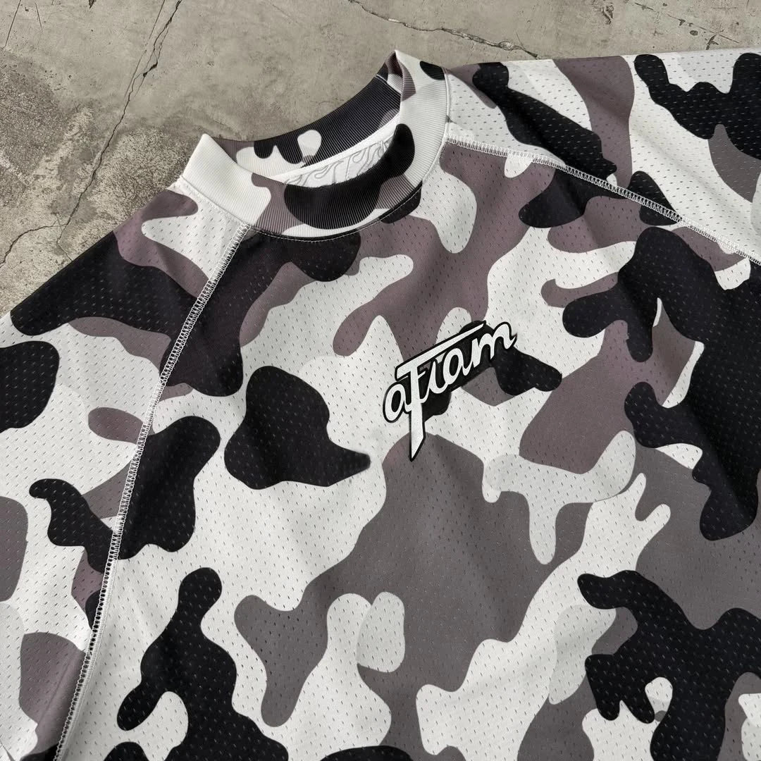 Custom Camouflage Print Tee Shirts with logo Tee Shirt Polyester Jersey Camo Mesh t Shirt