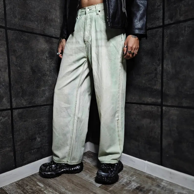 Custom Glow in the Dark Jeans Denim Pants Neon Streetwear jeans unisex trouser men women
