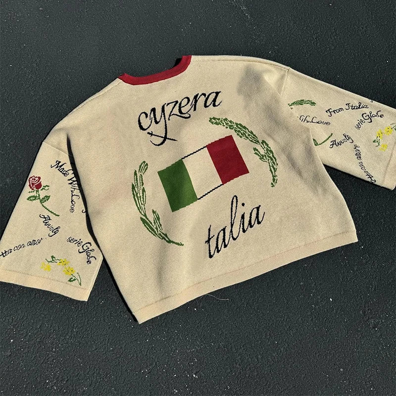 Custom Boxy t Shirt Men Heavyweight Cropped Knit t Shirt for Mens Italian Knit Shirts
