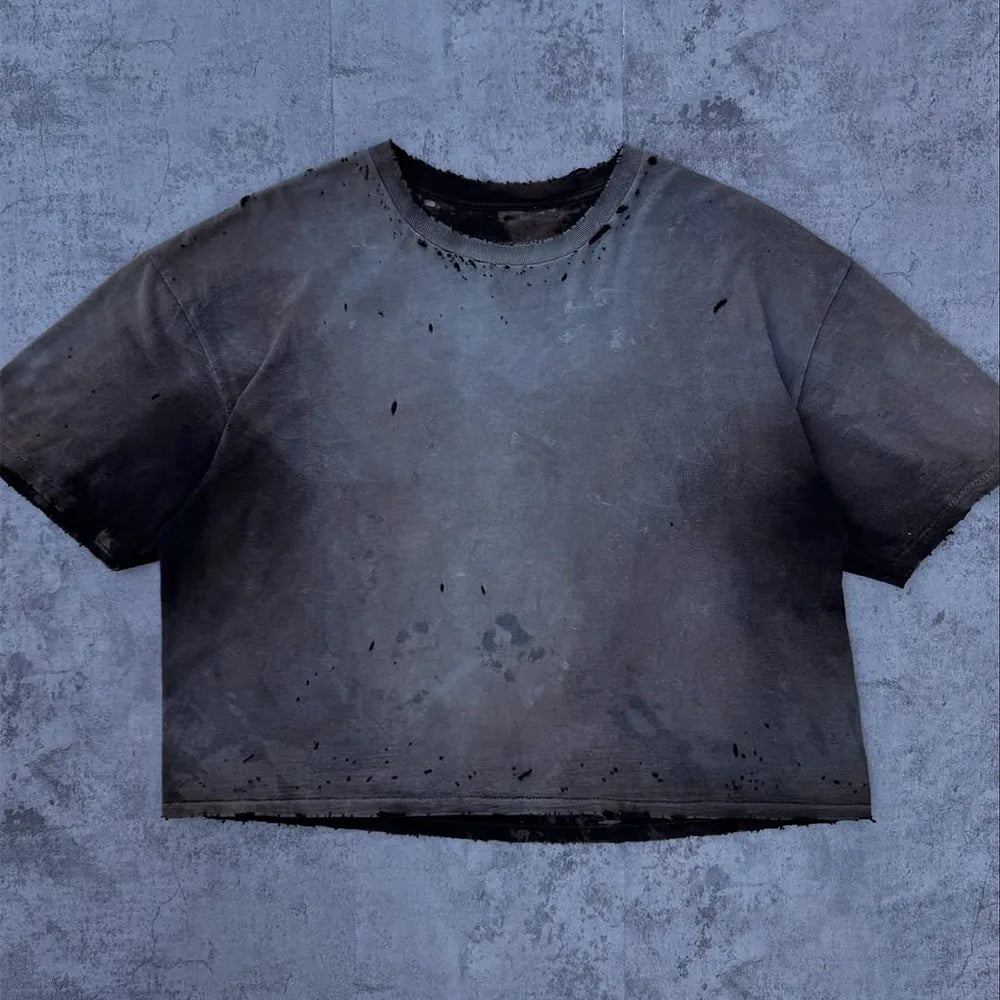 Custom Enzyme Wash T-shirt Men Asid Washed T-shirt Distressed Tee Shirts with logo Customize