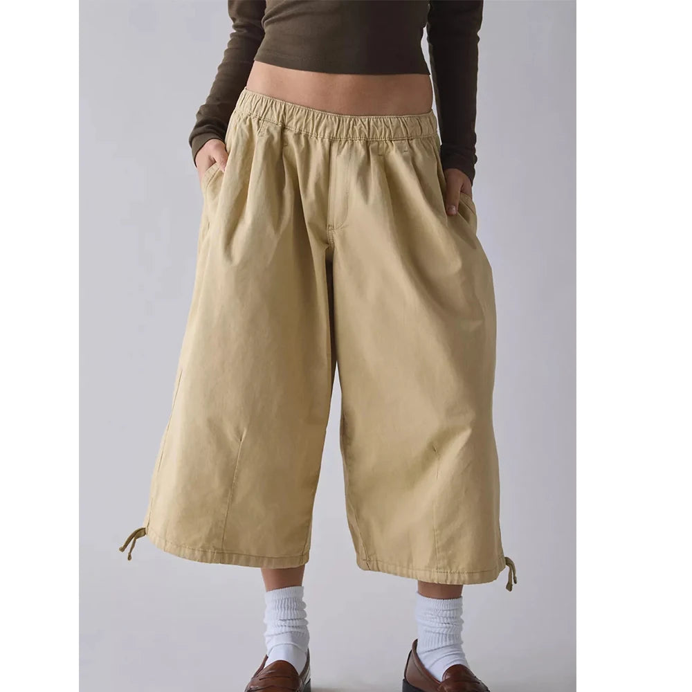 Custom Women's Capri Pants Cropped Baggy Pants Women Casual Long Shorts