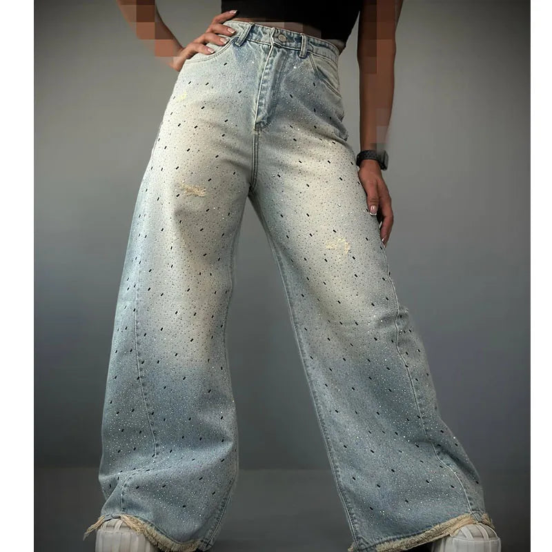 Women's High Waist Straight Casual Light Wash Baggy Denim Jeans for Women Plus Size Jeans Pants