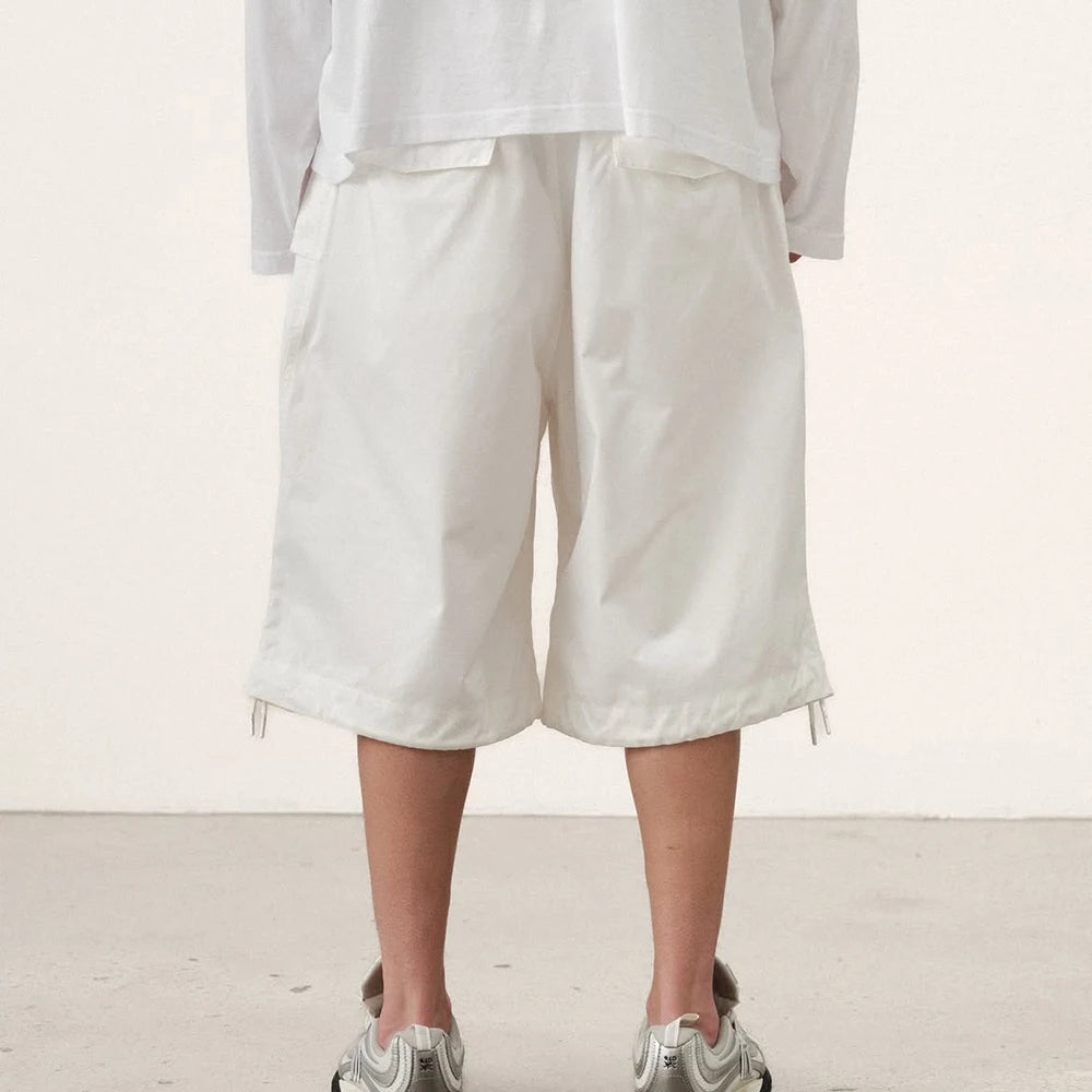 Custom Men's Summer White Long Baggy Shorts for Men Casual Nylon 3/4 Shorts