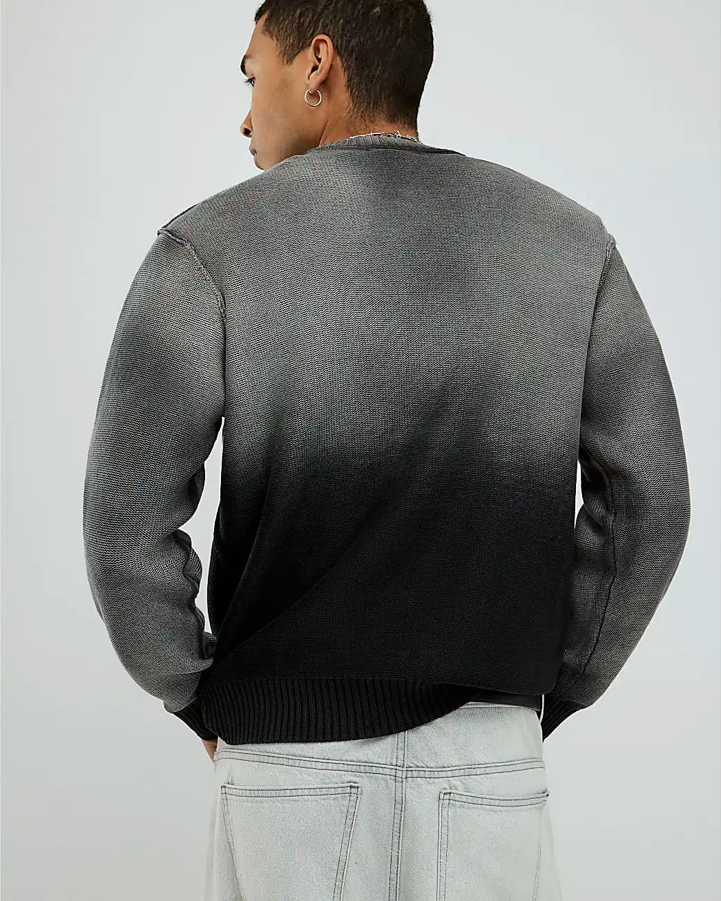 Custom Winter Thick Cashmere Men's Knitted Pullover Sweater Vintage Wash Knit Sweater
