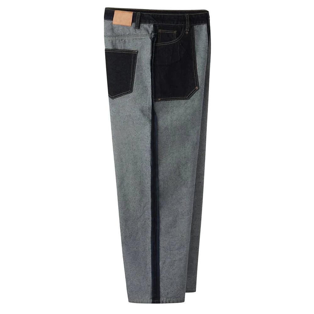 Custom Reverse Raw Baggy Denim Jeans for Men Straight Fit Raw Denim Jeans High Quality