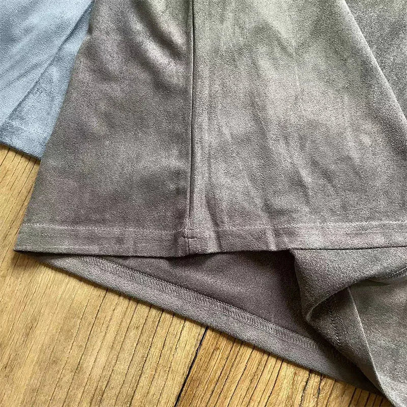 Custom Suede Men's Regular Solid Knitted Loose Fit T-shirt 220g