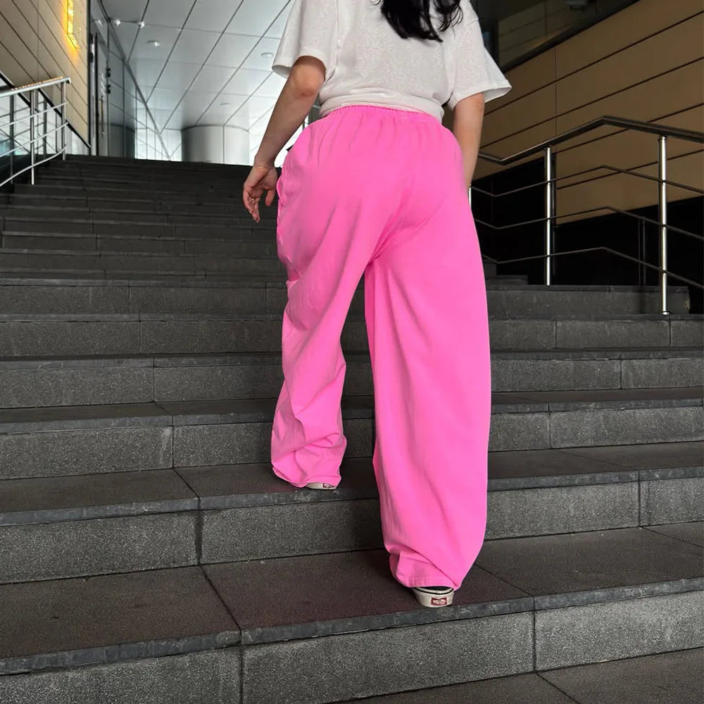 Custom Women's Wide-leg Pants Women Casual Pants Trouser Baggy Pink Pants for Women