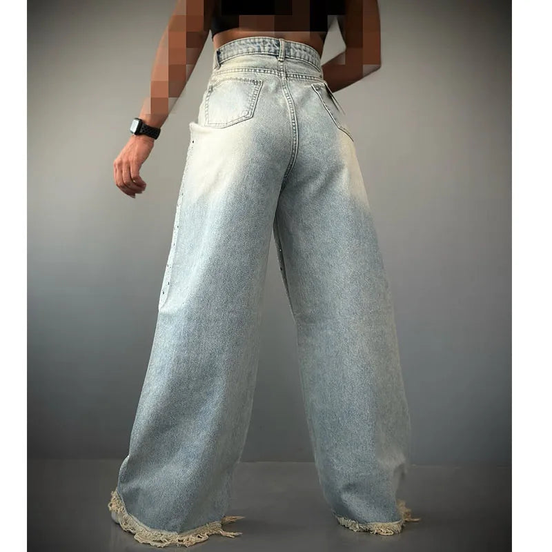 Women's High Waist Straight Casual Light Wash Baggy Denim Jeans for Women Plus Size Jeans Pants