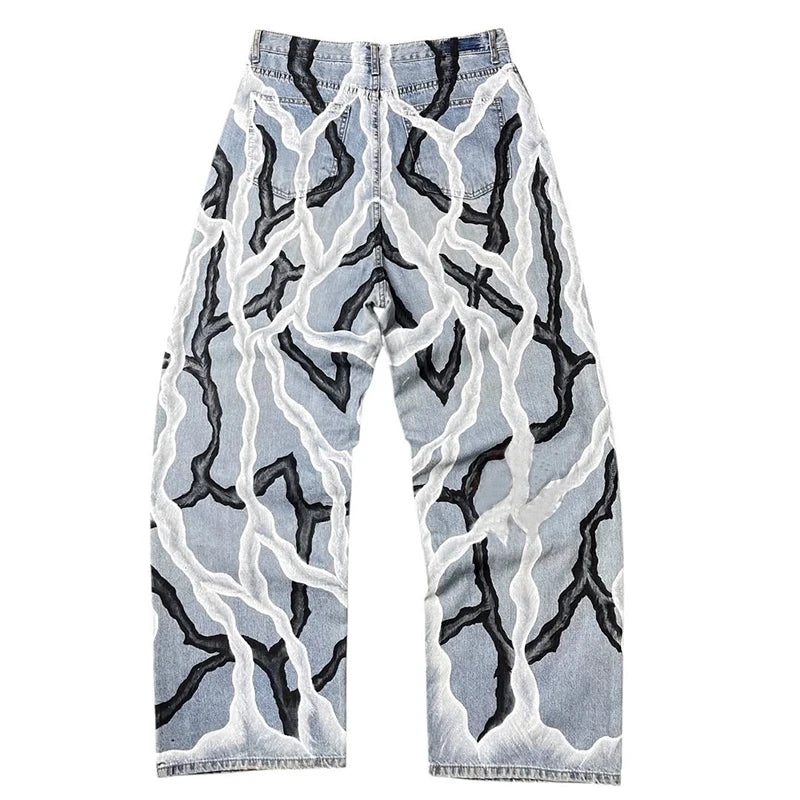 Custom Male Casual Straight Jeans Digital Printing Mid Waist Light Wash Spring Knitted Denim Jeans for Men
