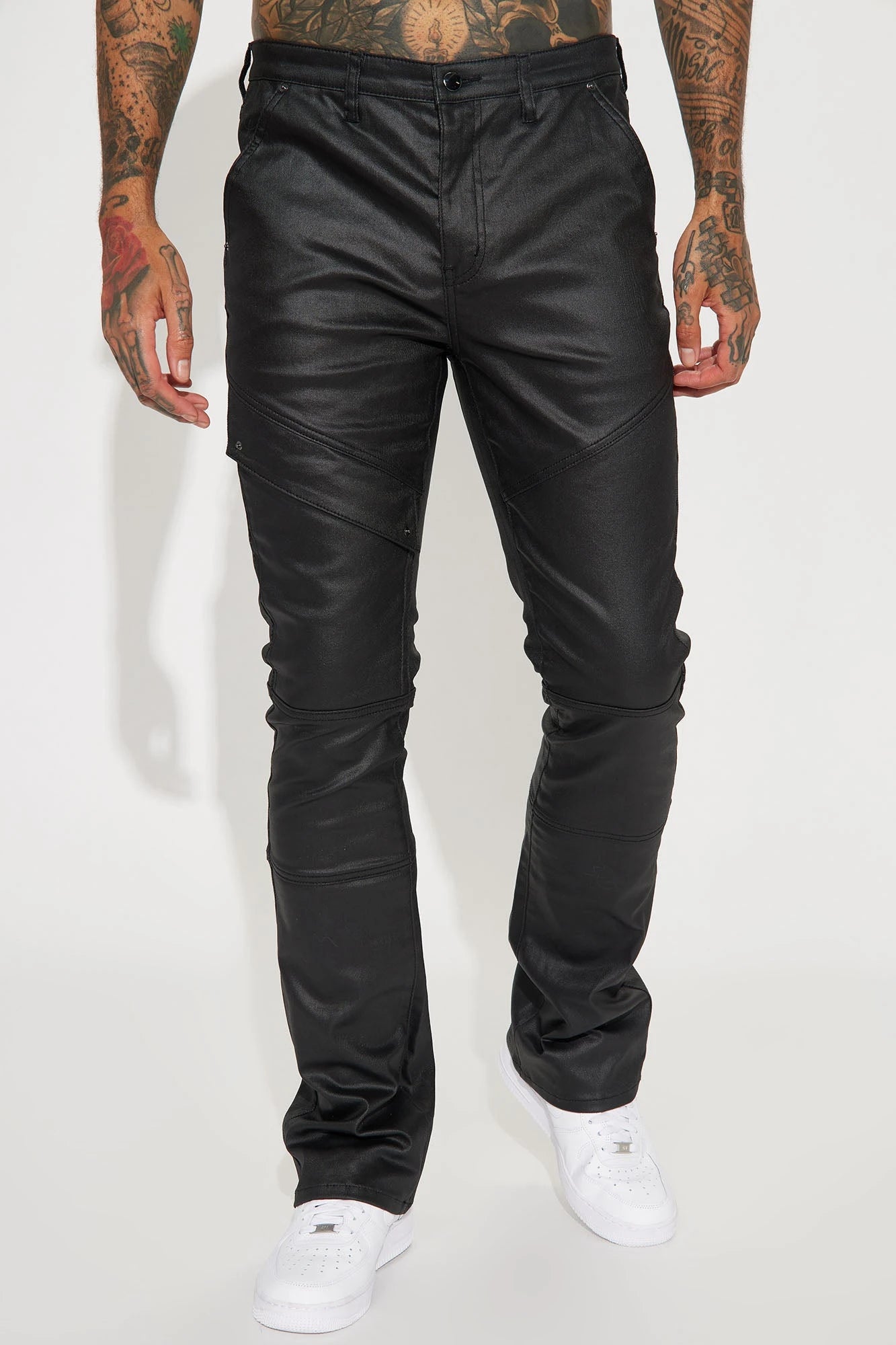 Custom Men's Coated Stacked Skinny Flare Pants Pants for Men Slim Fit Bootcut Pants Manufacturer
