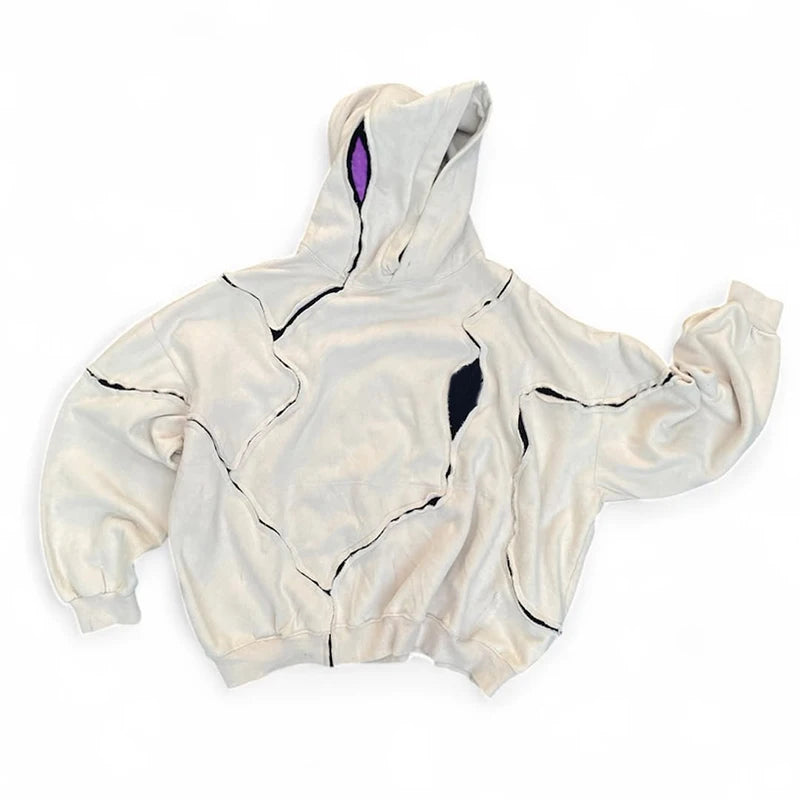 Custom Cut and Sew Hoodie Men Streetwear Ripped  Pull Over Hoodies Manufacturer