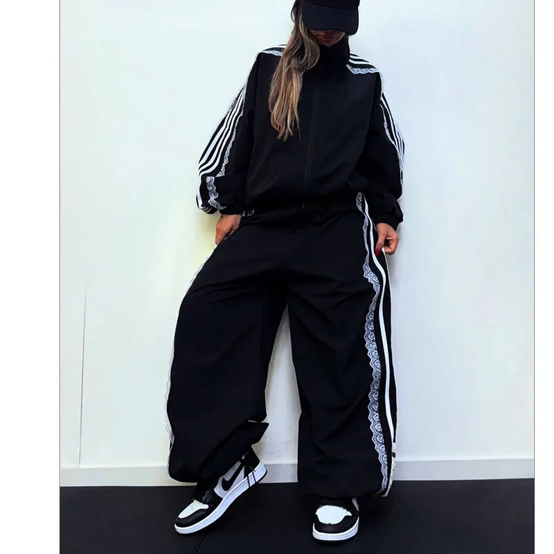 Custom Woman Sweatsuit Outfits for Women Sets 2 Piece Baggy Track Suits Womens Windbreaker Tracksuit