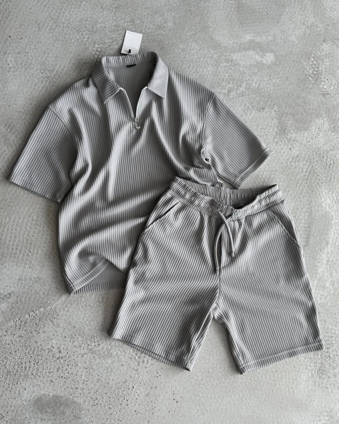 Custom Men Summer Clothes Sets Tshirt and Shorts Co Ord Set Men Casual Waffle Polo Shirt and Shorts 2 Piece Set Man