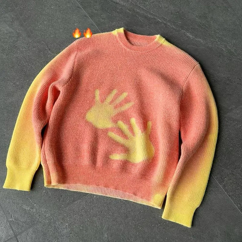 Custom Faded Knit Sweater Jumpers Sweater Winter Jumper Knitted Sweater for Men