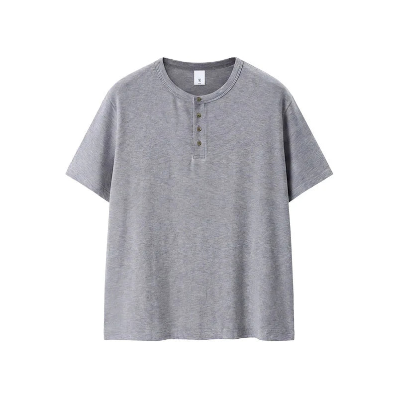 Custom Half Buttoned Down Henley Shirts for Men Summer Casual Cotton Henley t Shirt Unisex