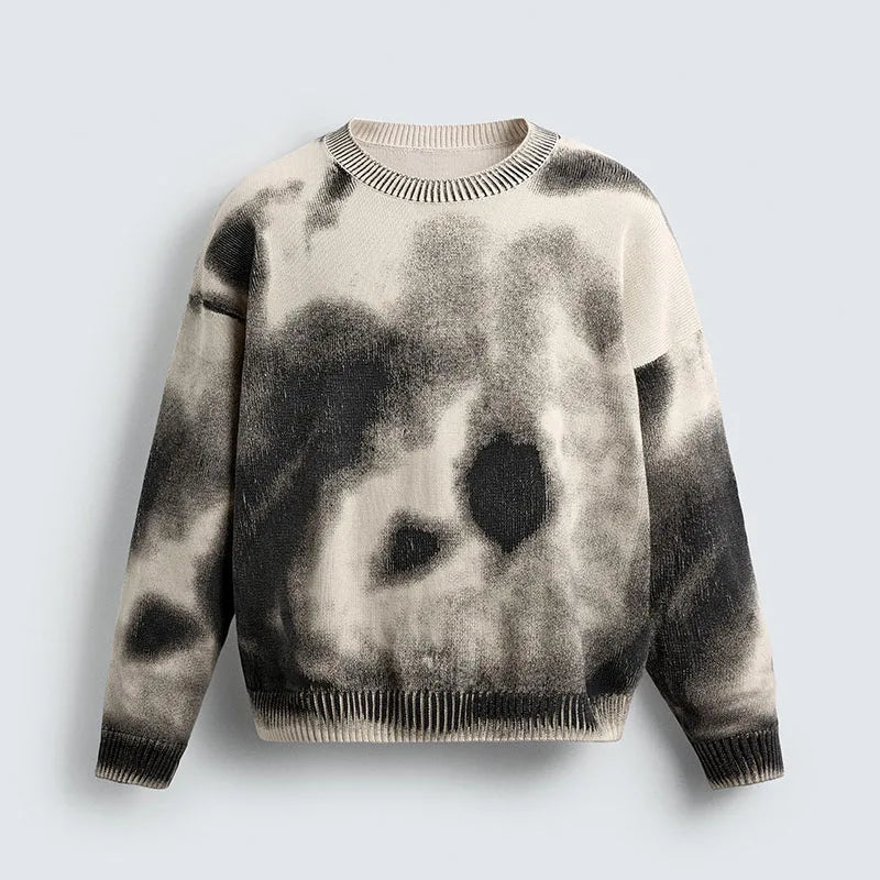 Custom Men's Winter Knitting Sweaters Acid Wash Crew Neck Sweater Male