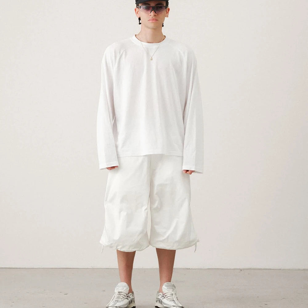 Custom Men's Summer White Long Baggy Shorts for Men Casual Nylon 3/4 Shorts