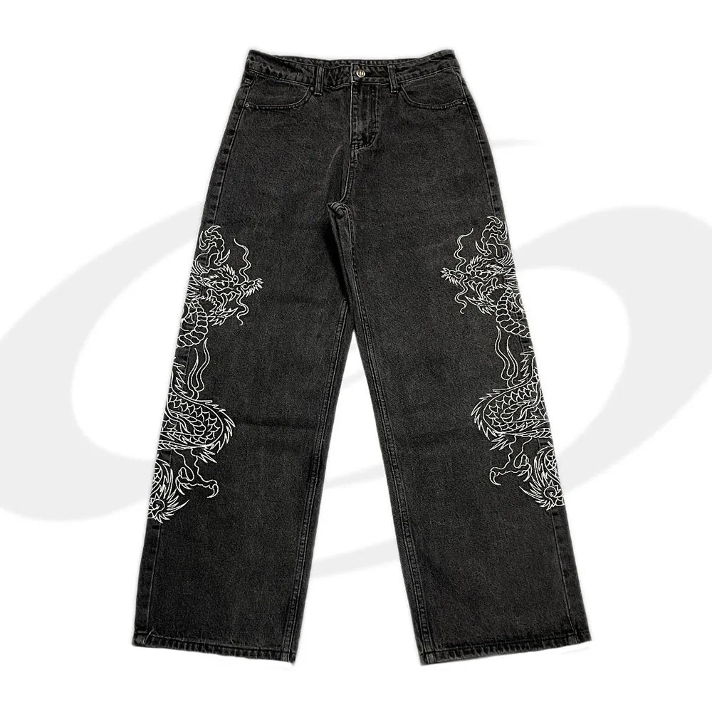 Custom Men's Jeans High Quality Men Baggy Jeans Pants for Men Dragon Embroidery Denim Jeans Manufacturer