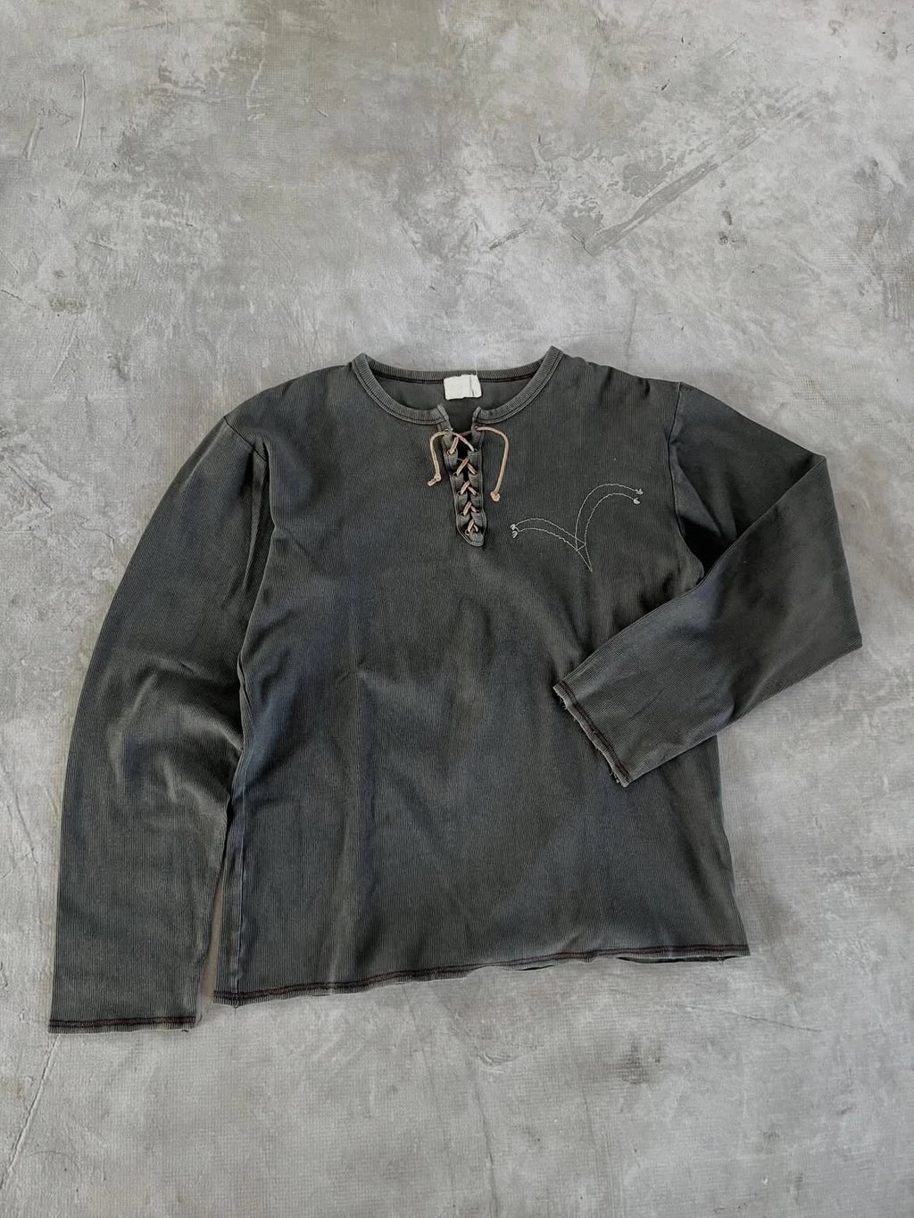 Custom logo Vintage Wash Long Sleeve t Shirt Men Henley Longsleeve Tshirt for Men