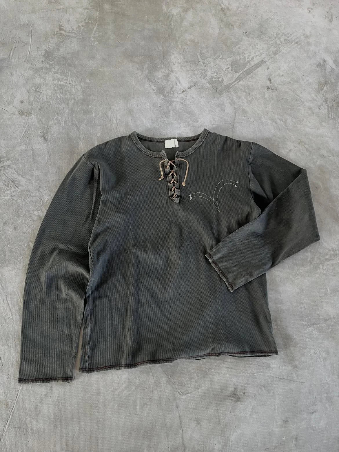 Custom logo Vintage Wash Long Sleeve t Shirt Men Henley Longsleeve Tshirt for Men