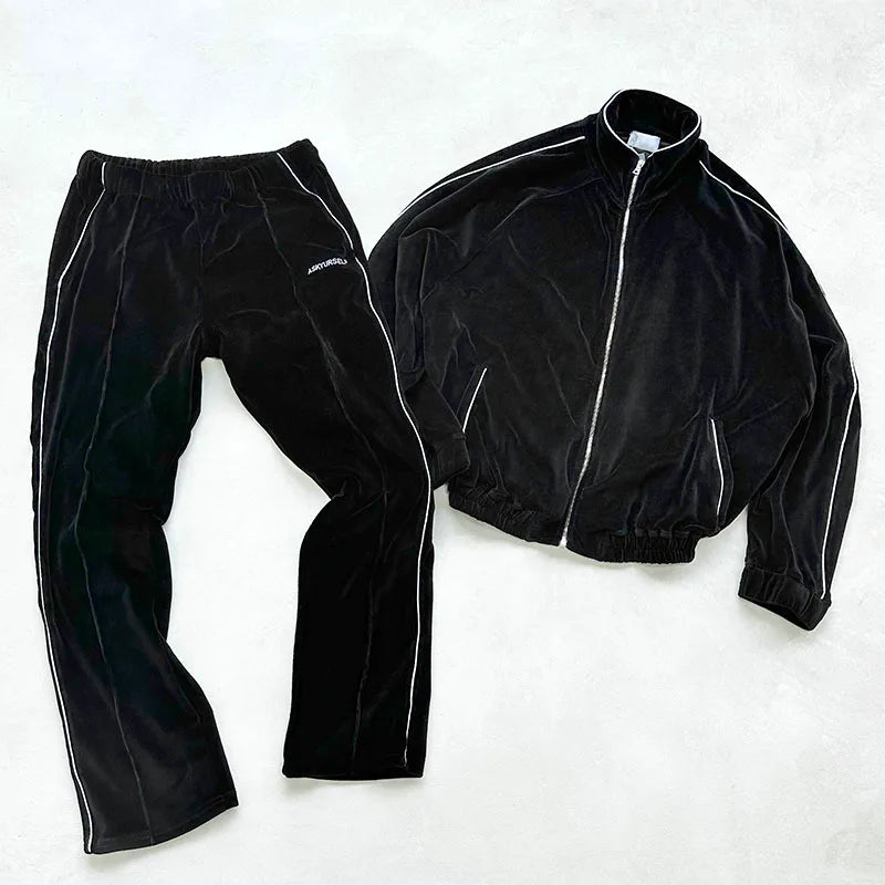 Men's Custom Breathable Velvet Tracksuit 2-Piece Set Jogger Suits for Winter Plus Size Velvet Tracksuit for Men