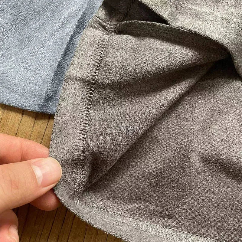 Custom Suede Men's Regular Solid Knitted Loose Fit T-shirt 220g