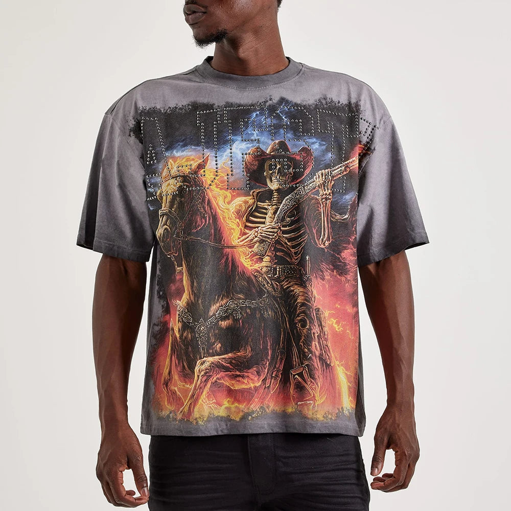 Custom logo Vintage Graphic Tee Shirt for Men Designer Street Style Graphic T-shirt