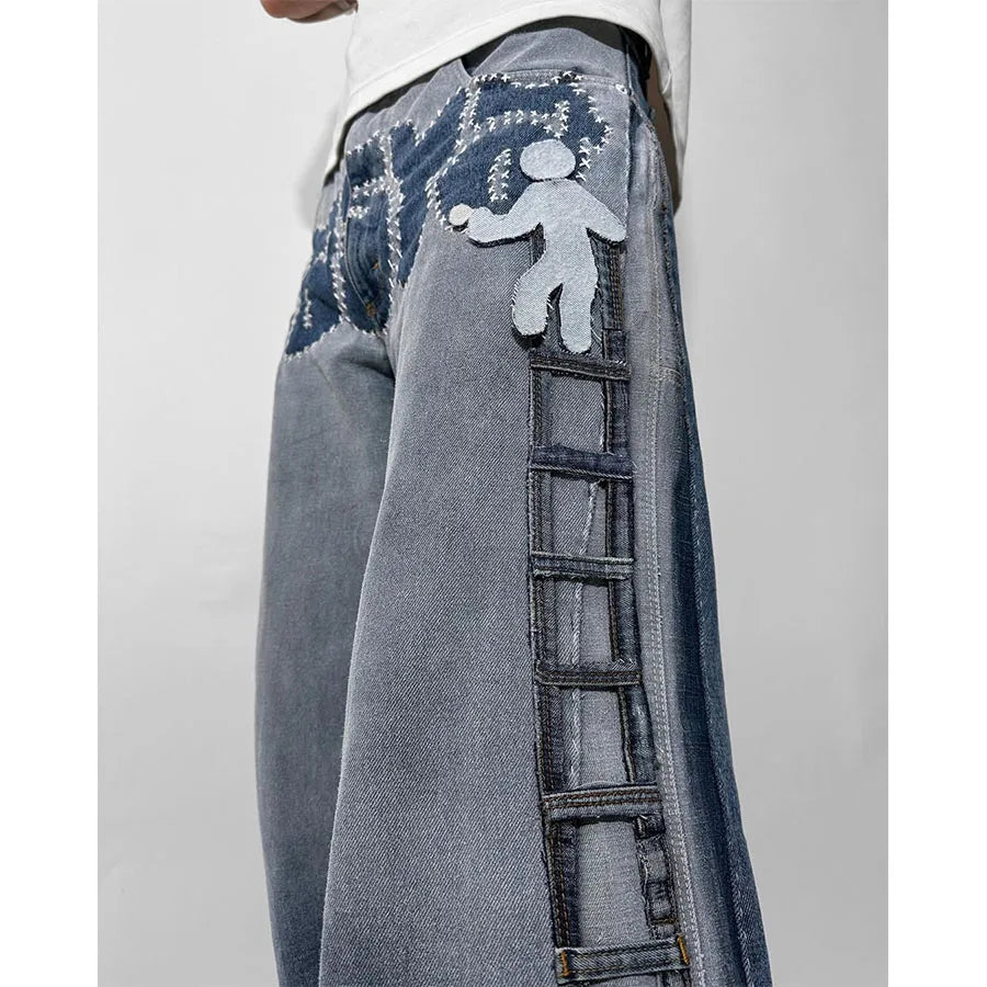 Custom Logo Men's Casual Jeans Pants for Men Streetwear Printed Denim Jeans