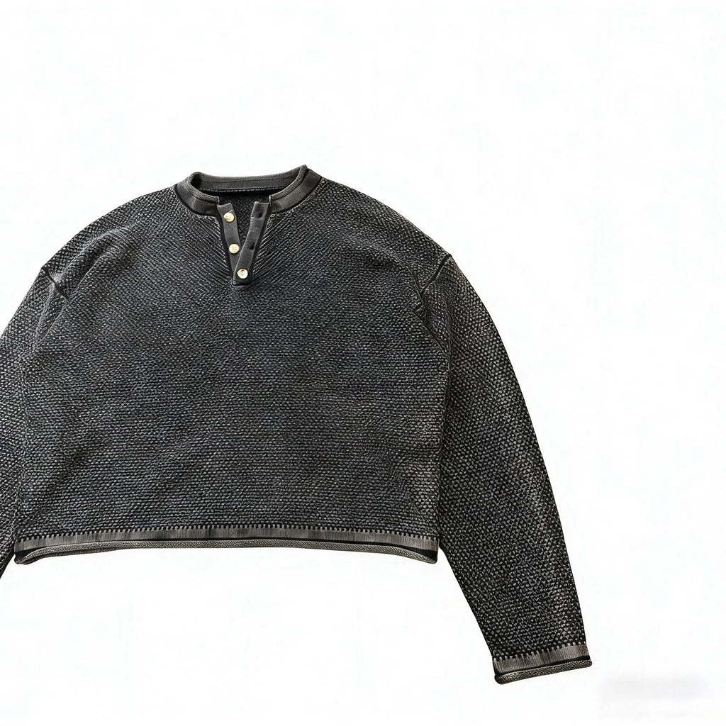 Custom Mens Henley Collar Long Sleeve Shirts for Men Boxy Vintage Long Sleeve t Shirt