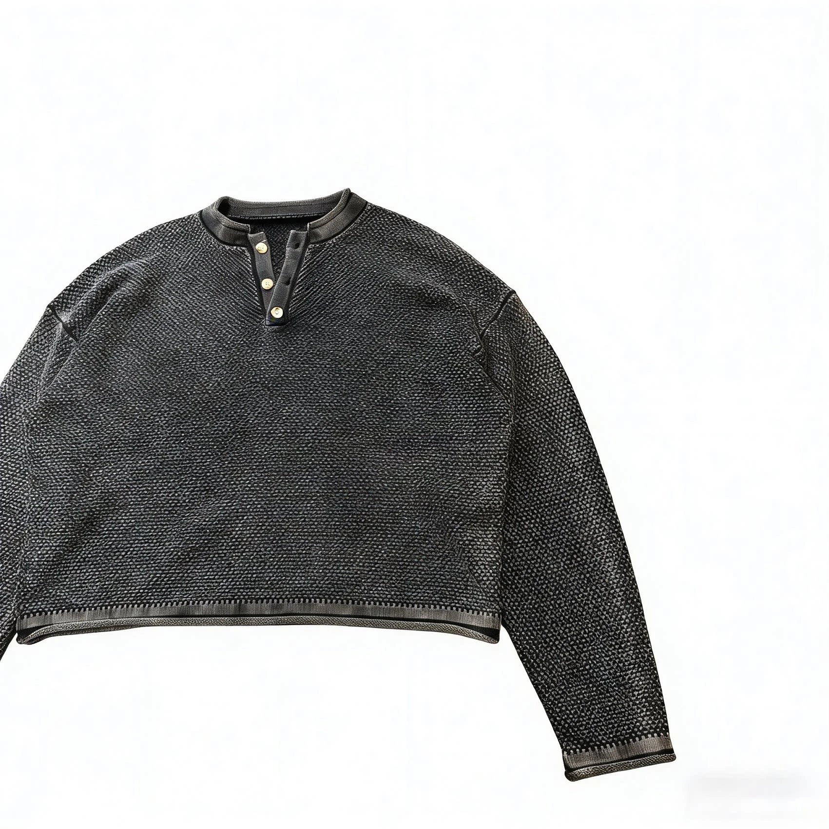 Custom Mens Henley Collar Long Sleeve Shirts for Men Boxy Vintage Long Sleeve t Shirt