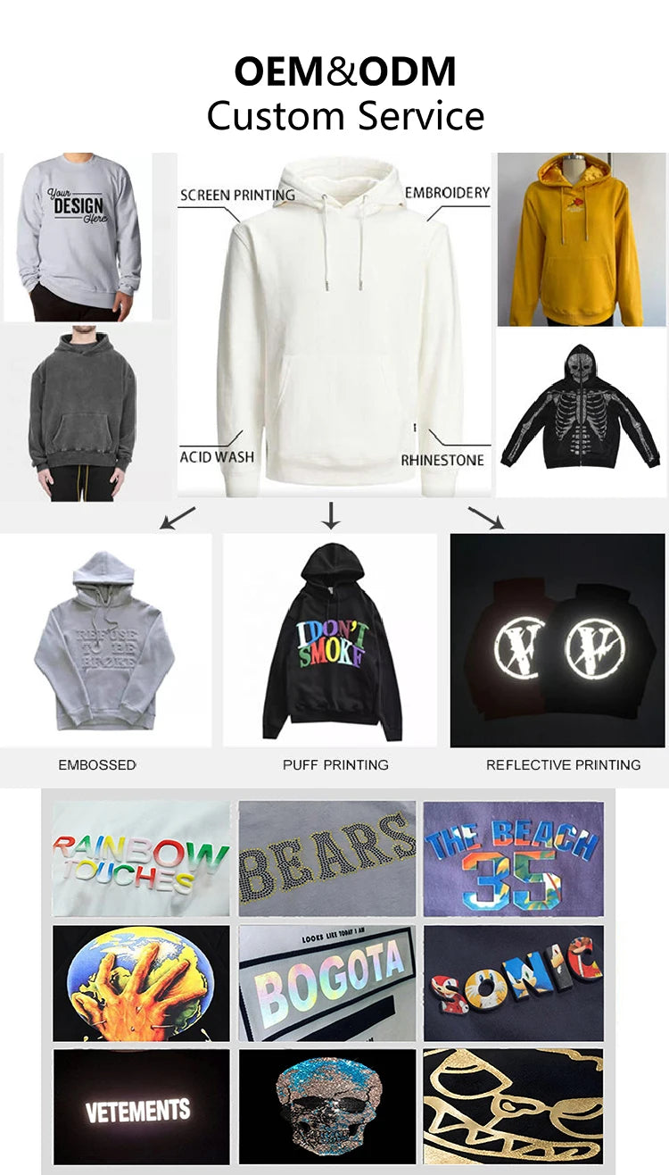 Custom Designer Y2k Hoodie 600 Gsm Skeleton Embroidered Full Zip up Hoodie for Men