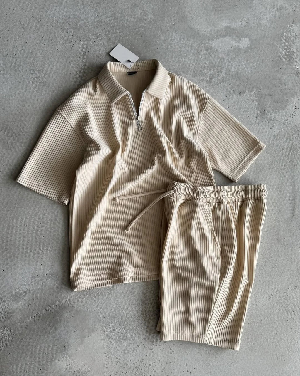 Custom Men Summer Clothes Sets Tshirt and Shorts Co Ord Set Men Casual Waffle Polo Shirt and Shorts 2 Piece Set Man