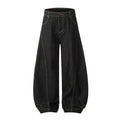 Custom Women's Spring Casual Loose Wide Leg Barrel Jeans Knitted Selvedge Denim with Zippers Low Waist 100% Cotton Solid Simple