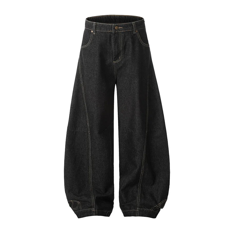 Custom Women's Spring Casual Loose Wide Leg Barrel Jeans Knitted Selvedge Denim with Zippers Low Waist 100% Cotton Solid Simple