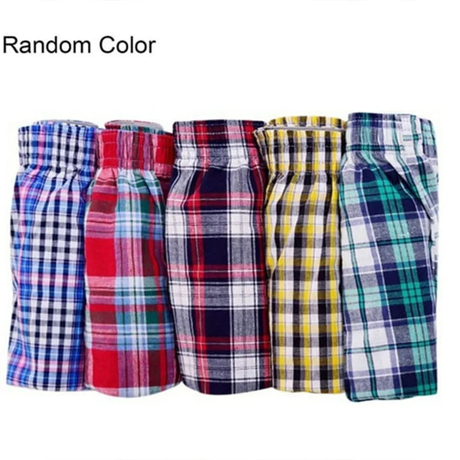Wholesale Men's Checker Plaid Shorts Assorted Cotton Blend Boxers Trunks Underwear Boxer Shorts Men