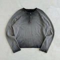 Custom Vintage Wash Henley Shirts for Men Long Sleeve Faded Henley T Shirt