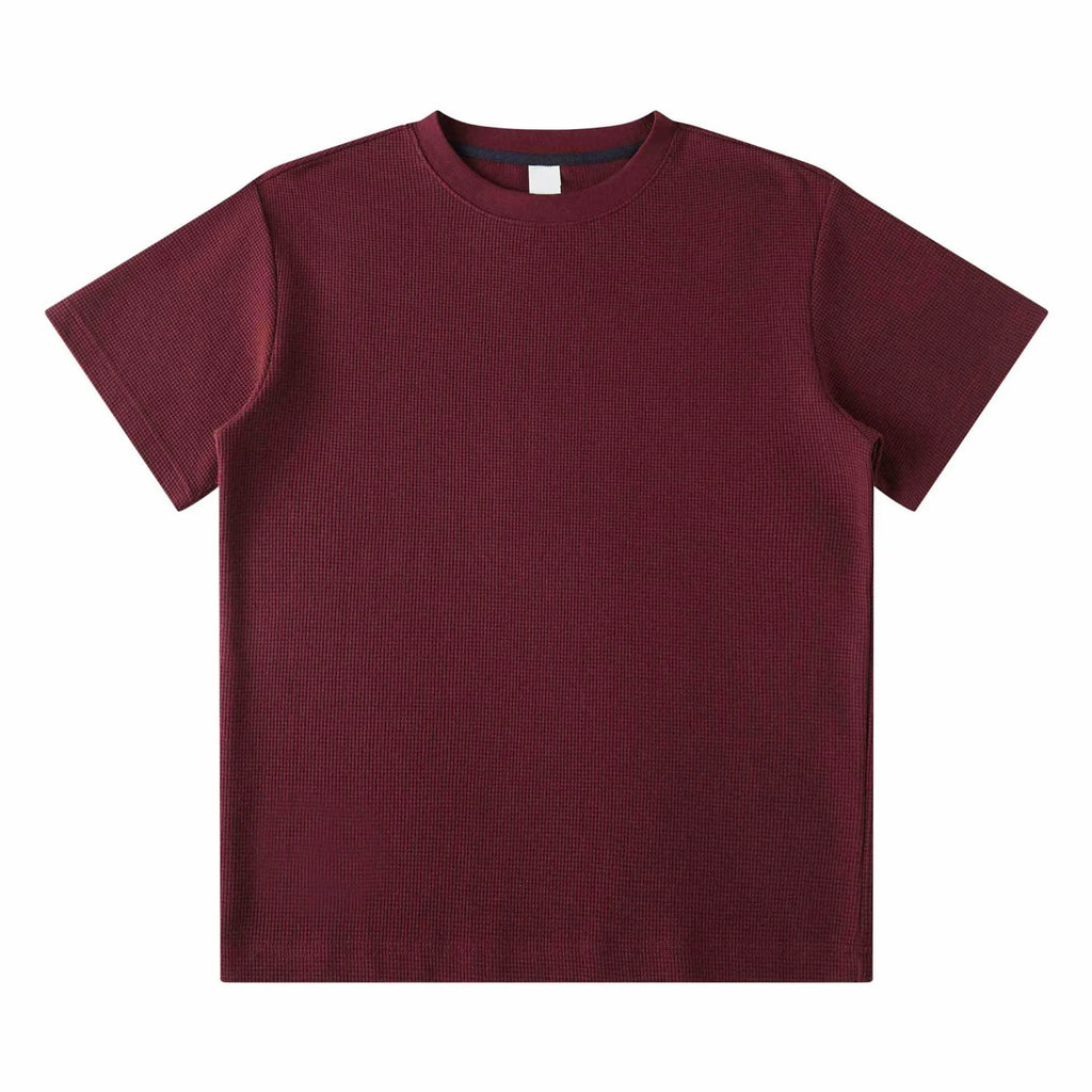 Wholesale 280 Gsm Oversized Tshirt Waffle Cotton Polyester t Shirt for Men Casual Summer Short Sleeve Blank Waffle Tee Shirt