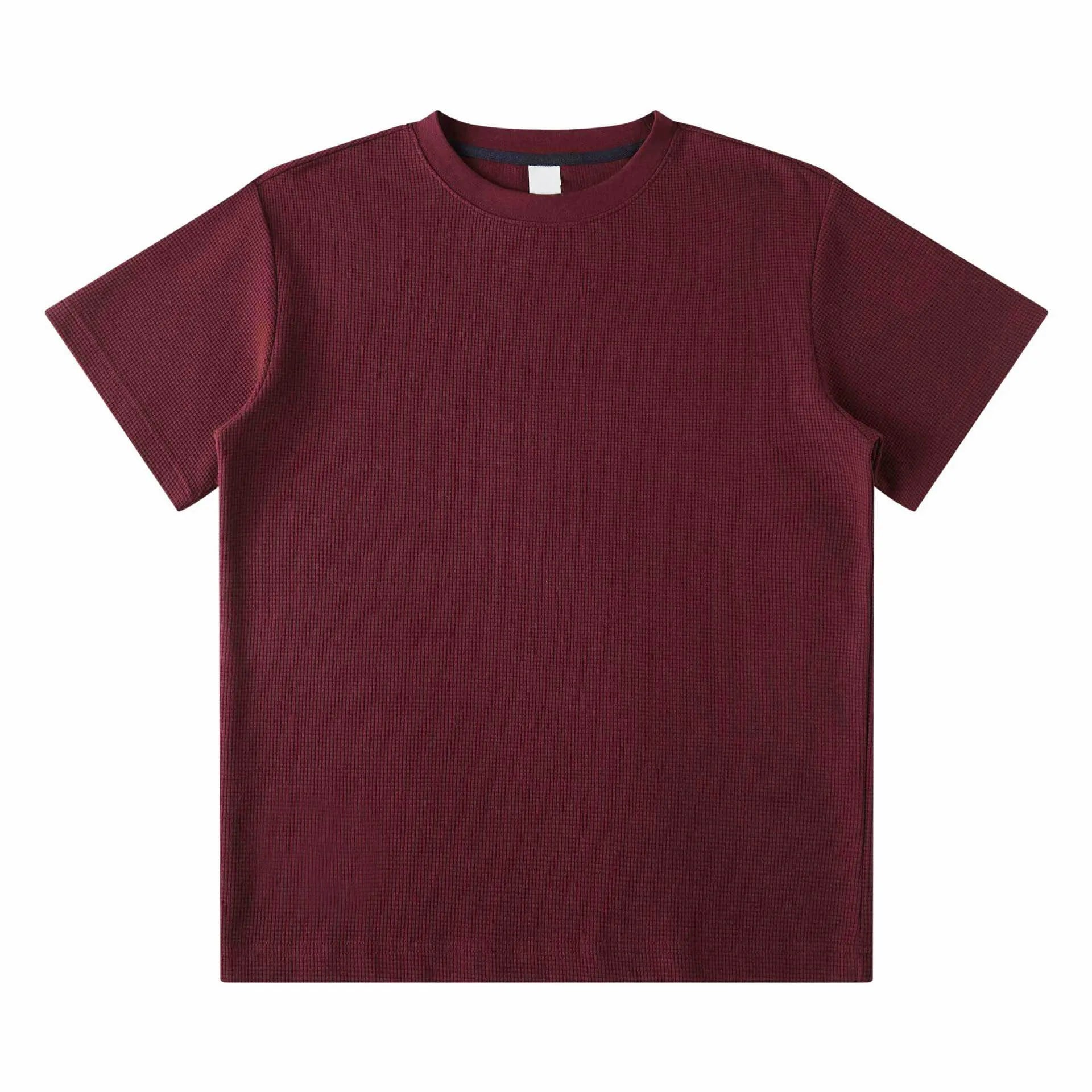 Wholesale 280 Gsm Oversized Tshirt Waffle Cotton Polyester t Shirt for Men Casual Summer Short Sleeve Blank Waffle Tee Shirt