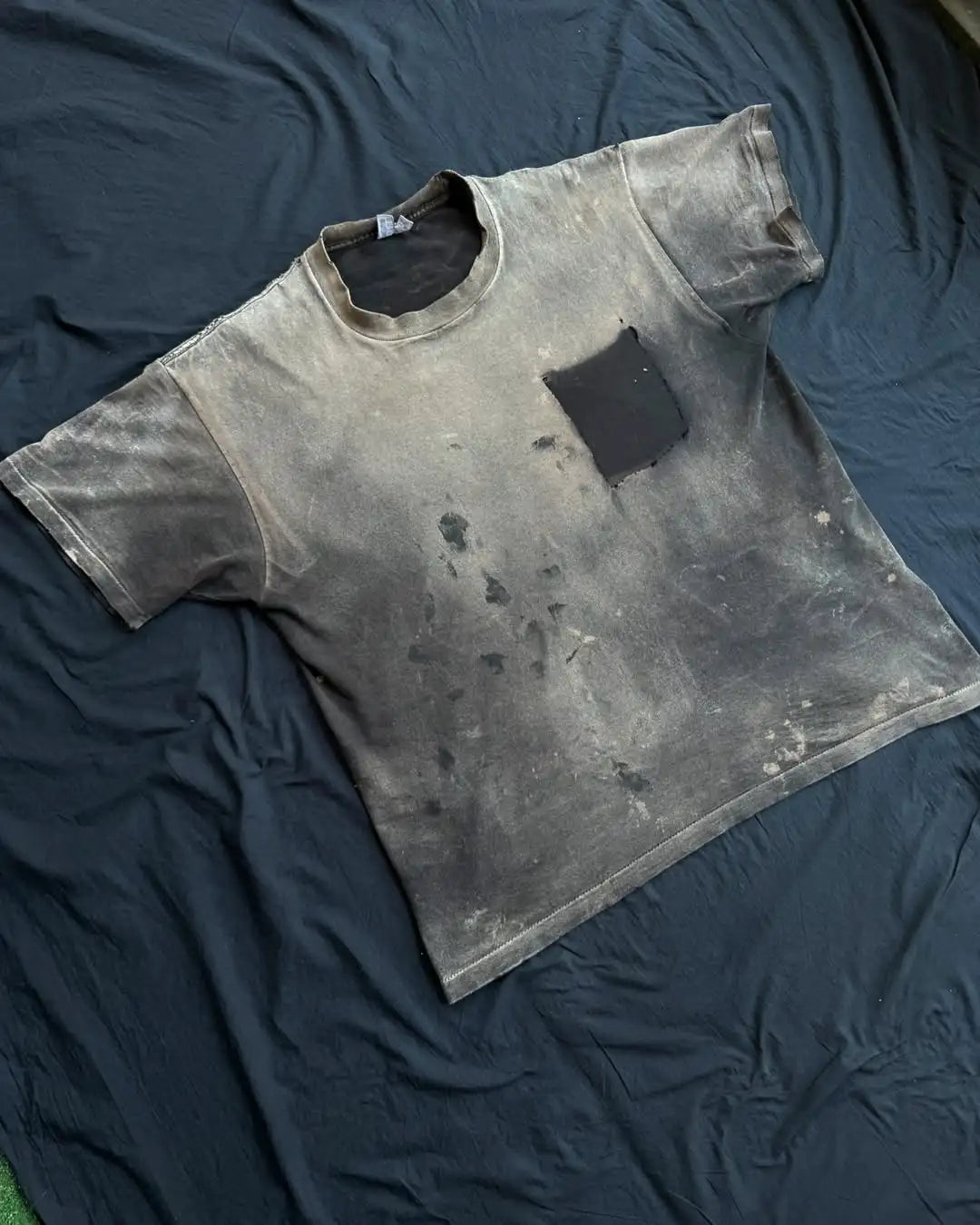 Custom Acid Wash Embroidered Vintage Letter Print 100% Cotton O-Neck Knitted T-shirt for Men 220 Grams Loose Fit Street Style