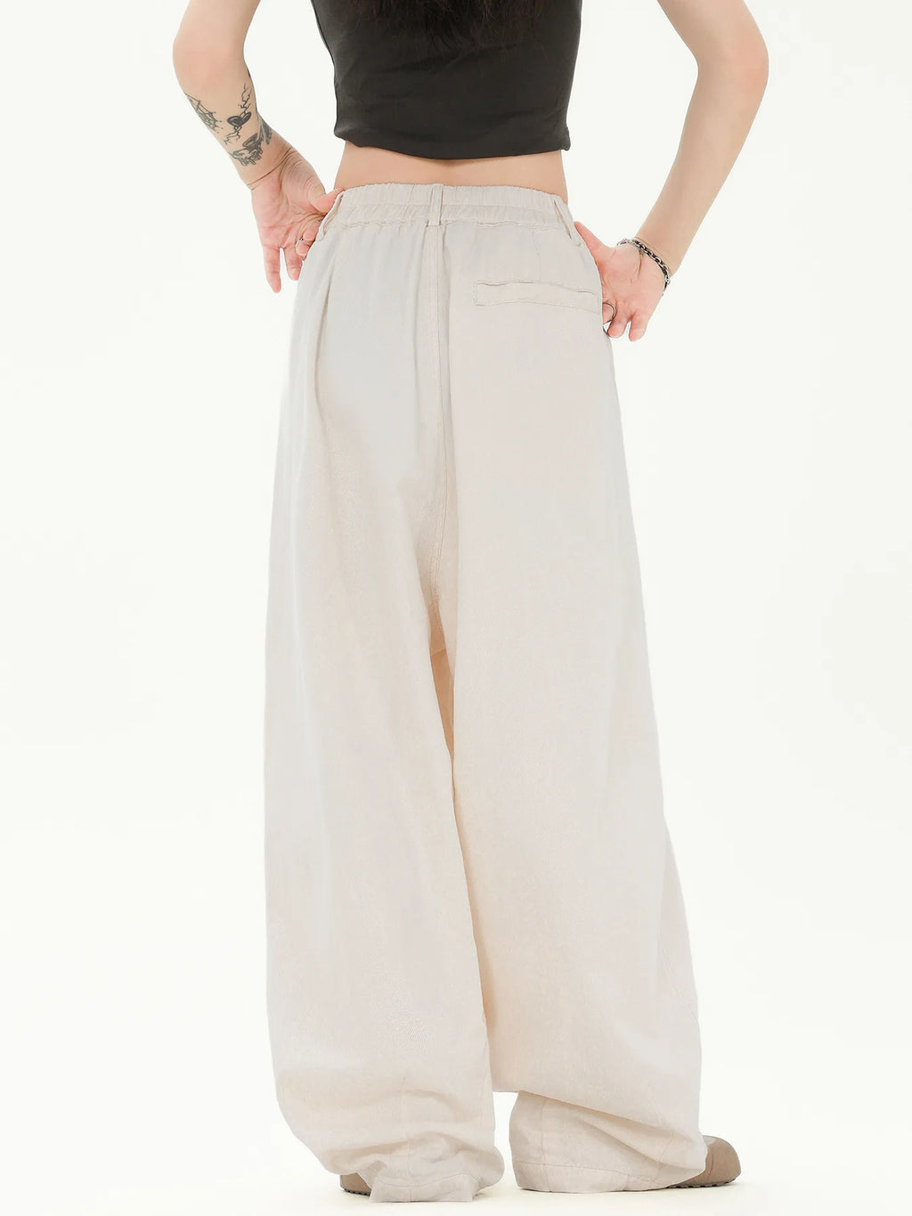 Custom Women's Summer Wide Leg High Waist Casual Pleated Pants