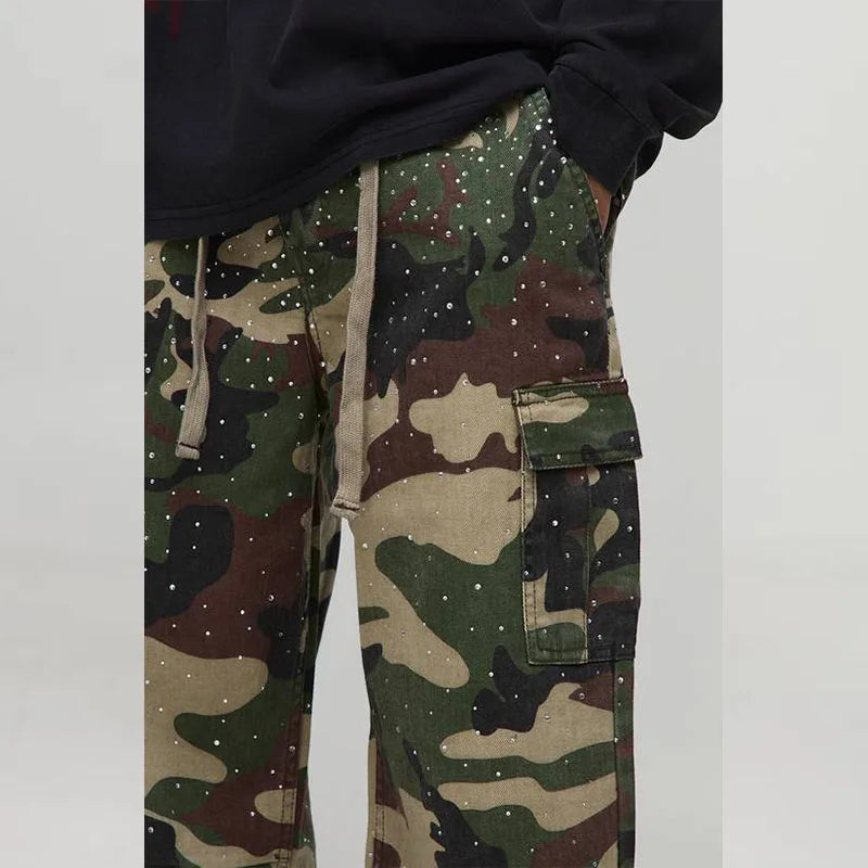 Custom Men's Casual Camouflage Cargo Pants Mid Waist Heavyweight Polyester/Cotton Trousers