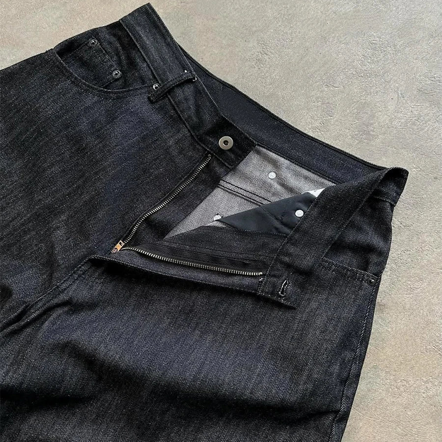 Custom Low Rise Raw Selvedge Denim Baggy Jeans for Men Black Plus Size Cropped Baggy Jeans Pants Manufacturer