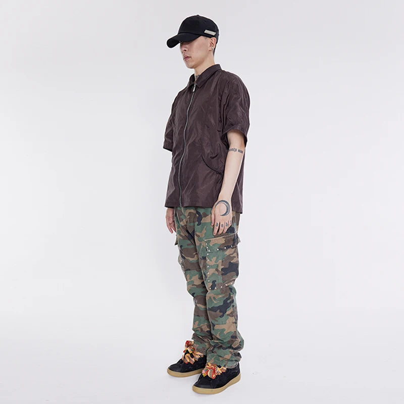 Custom Summer Men's 100% Nylon Zip-Up Short Sleeve Anti-Wrinkle Eco-Friendly Casual Shirts