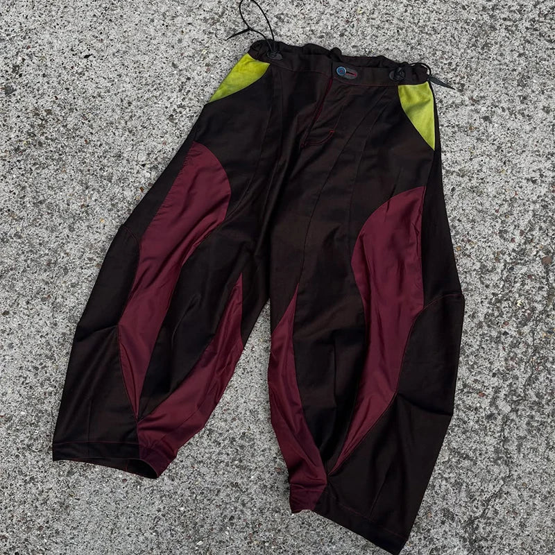 Custom Casual Lightweight Mid Waist Nylon Track Pants Baggy Men Loose Fit Drawstring Closure