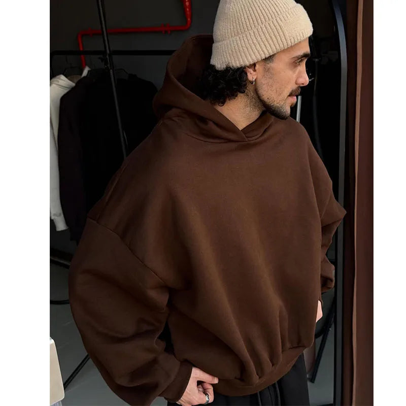 Custom 100% Cotton Cropped Boxy  Hoodie No String Heavyweight Plain Oversized Boxy Hoodie Boxy Fit 450 Gsm