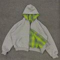 Custom Reversible Zip-Up Hoodie for Men 100% Cotton Oversized Plaid Zipper Hoodie