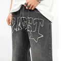 Custom Men's High Waist Baggy Denim Jeans Trousers Breathable Harem Pants with Embroidered Applique for Spring Autumn Seasons