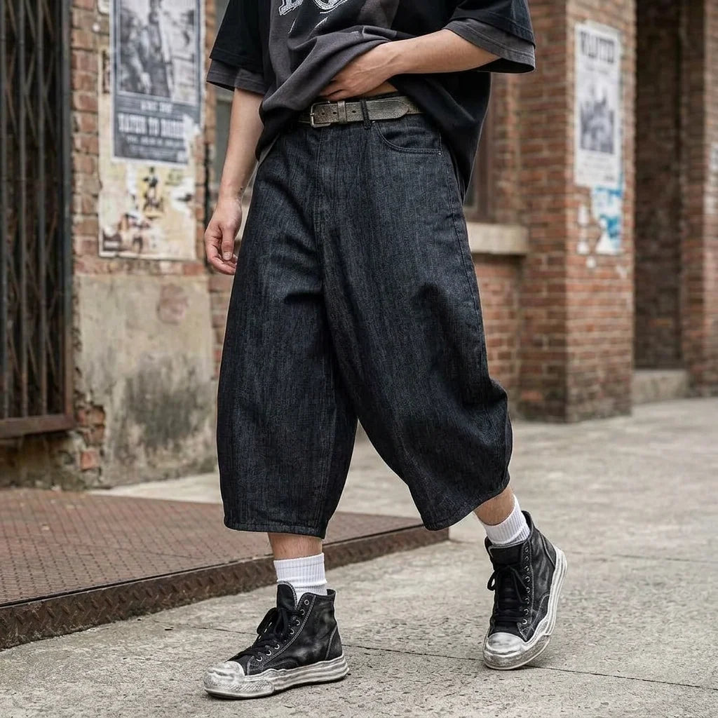 Custom Low Rise Raw Selvedge Denim Baggy Jeans for Men Black Plus Size Cropped Baggy Jeans Pants Manufacturer